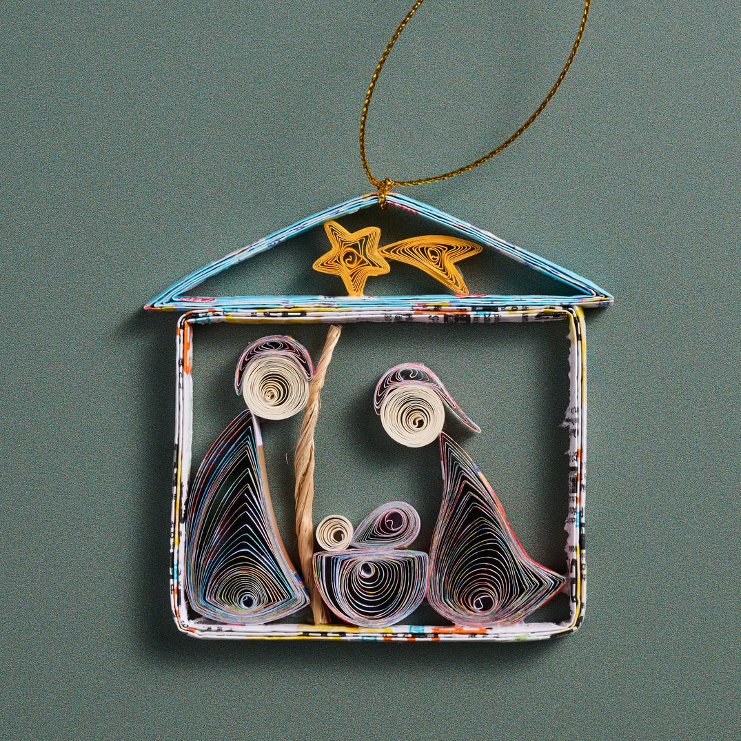 Quilled Paper Nativity Ornament (3&quot; H)