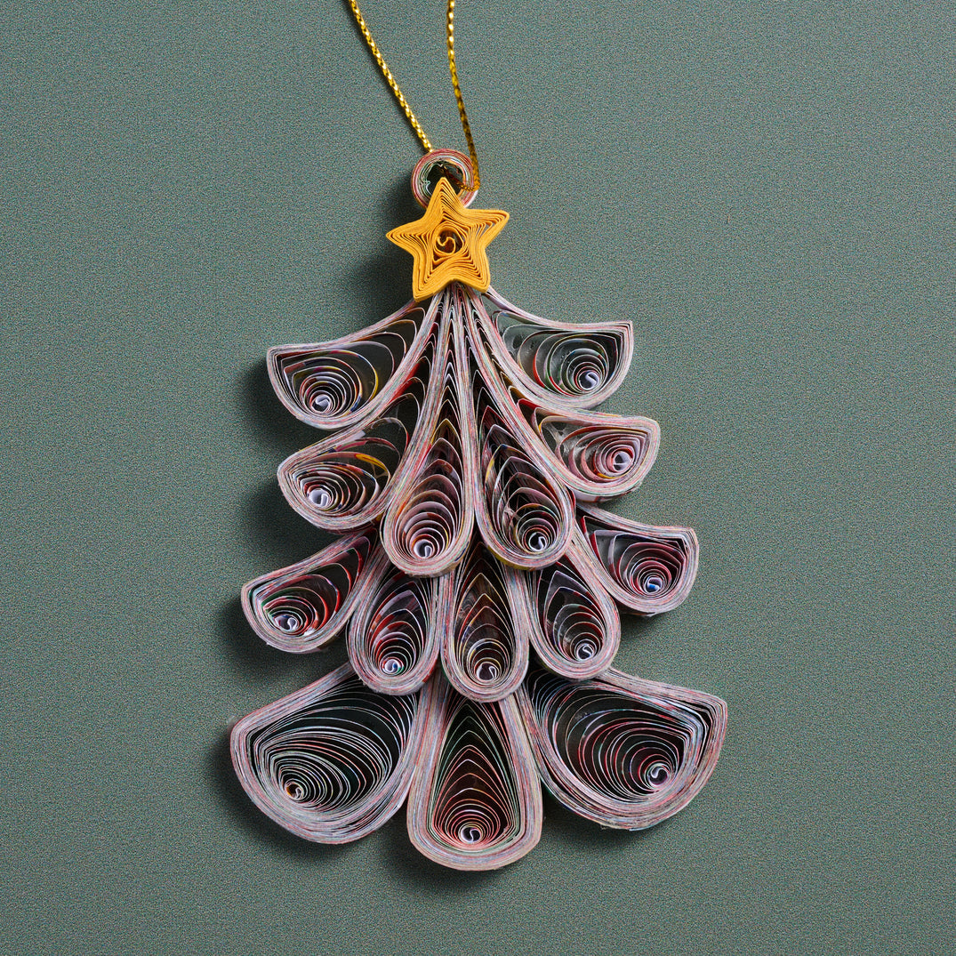 Quilled Paper Tree Ornament (3.5" H)
