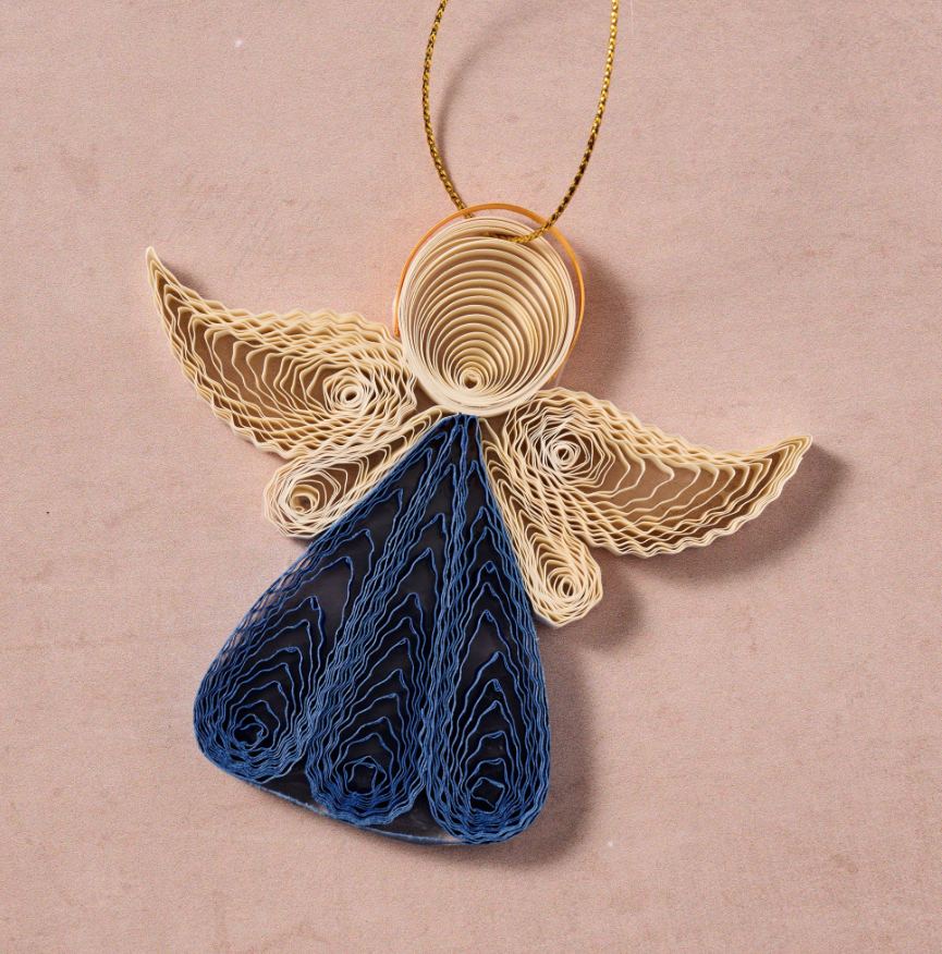 Quilled Paper Angel Ornament - Blue