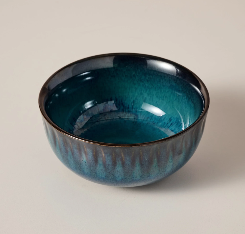 Blue/Black Drip Ceramic Ombre Bowl (5&quot; D X 2.5&quot; H)