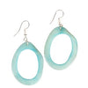 Mint Open Oval Slice Tagua Earrings (2.5&quot; L)
