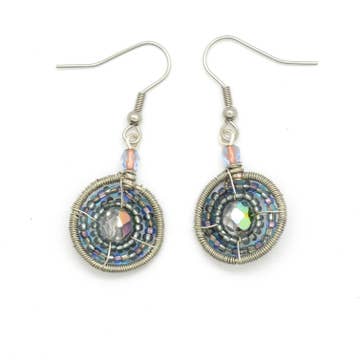 Bead And Wire Circle Earrings
