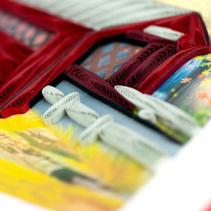 Quilled Autumn Covered Bridge Card