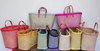 Checkered Palm Leaf Tote Bag