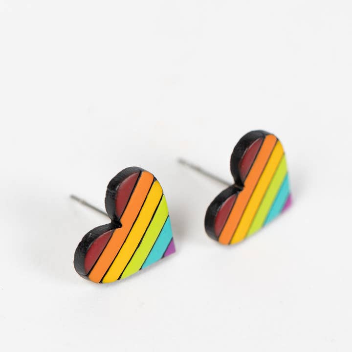 Rainbow Heart Gourd Earrings (.5&quot; D)