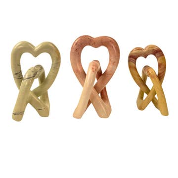 Kisii Stone Eternal Knot Heart Sculpture (6&quot; H)
