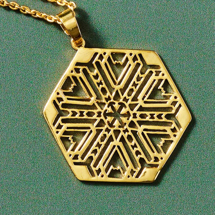 Mandala Brass Medallion Necklace (32&quot; L)