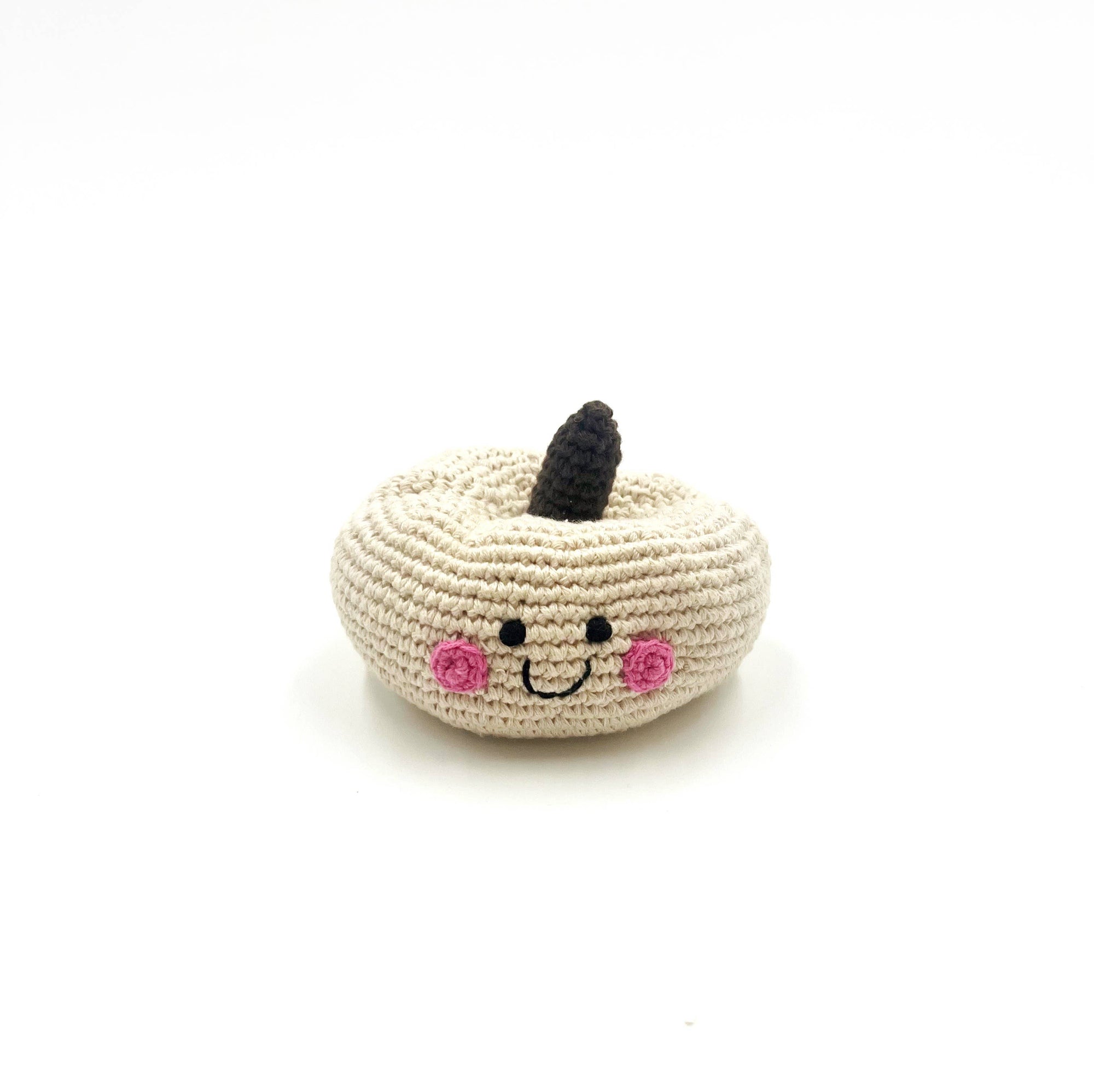 Crocheted White Pumpkin Baby Rattle – Handmade &amp; Fair Trade