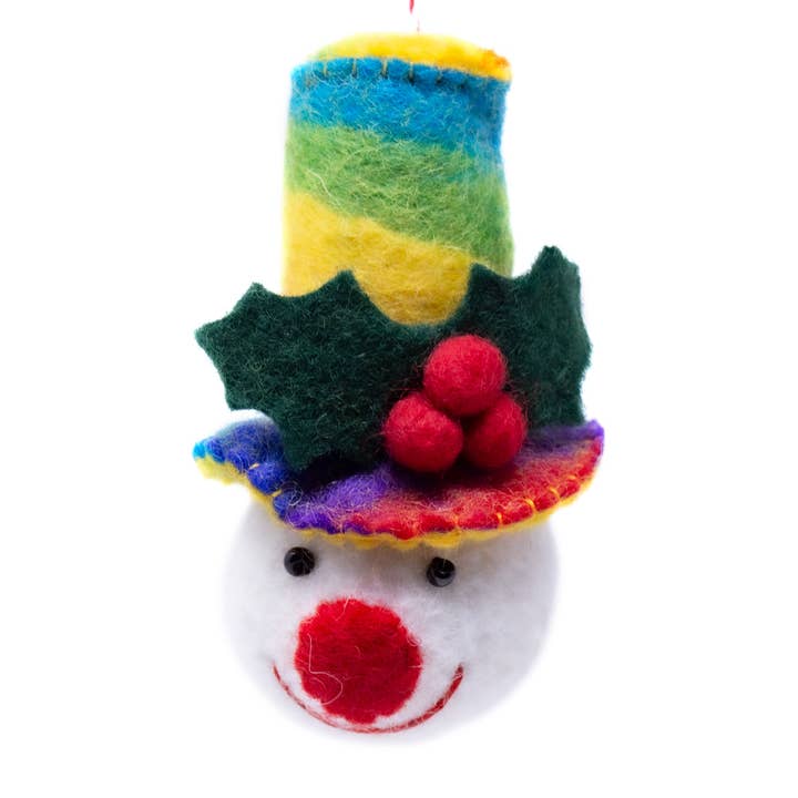 Rainbow Top Hat Snow Friend Felt Ornament