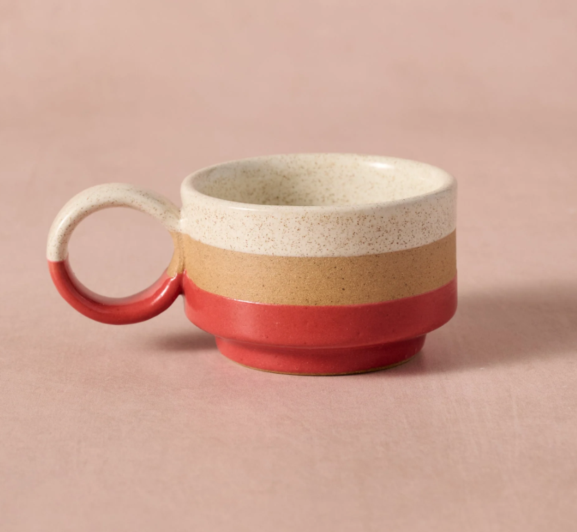 Stackable Ceramic Striped Espresso Mug (2.5" H)