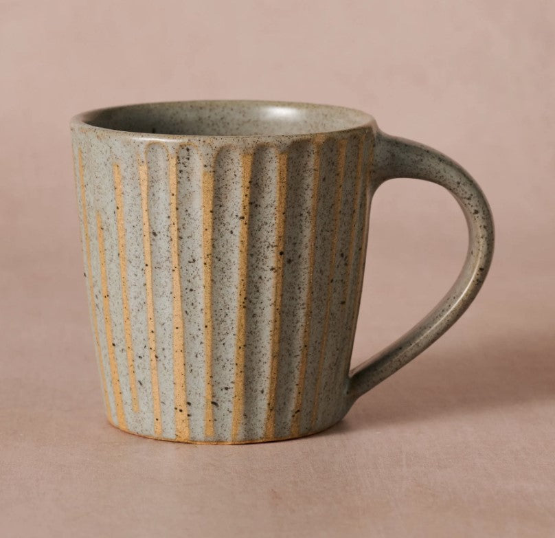 Grey Fluted Ceramic Mug