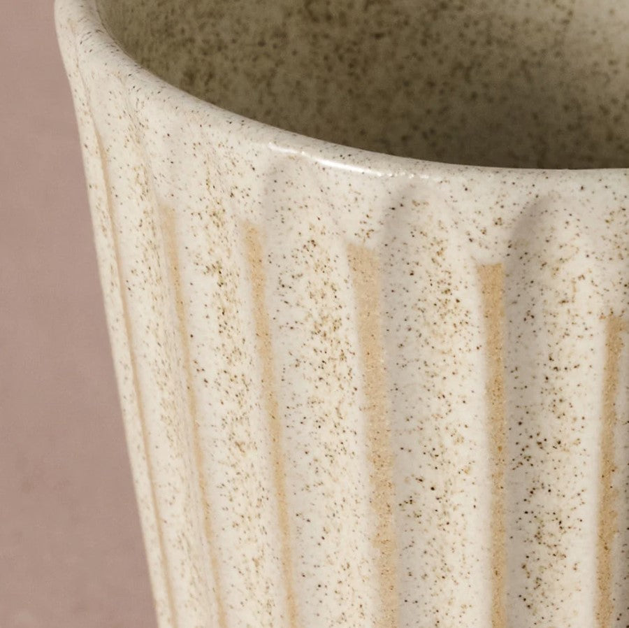 Cream Fluted Ceramic Mug
