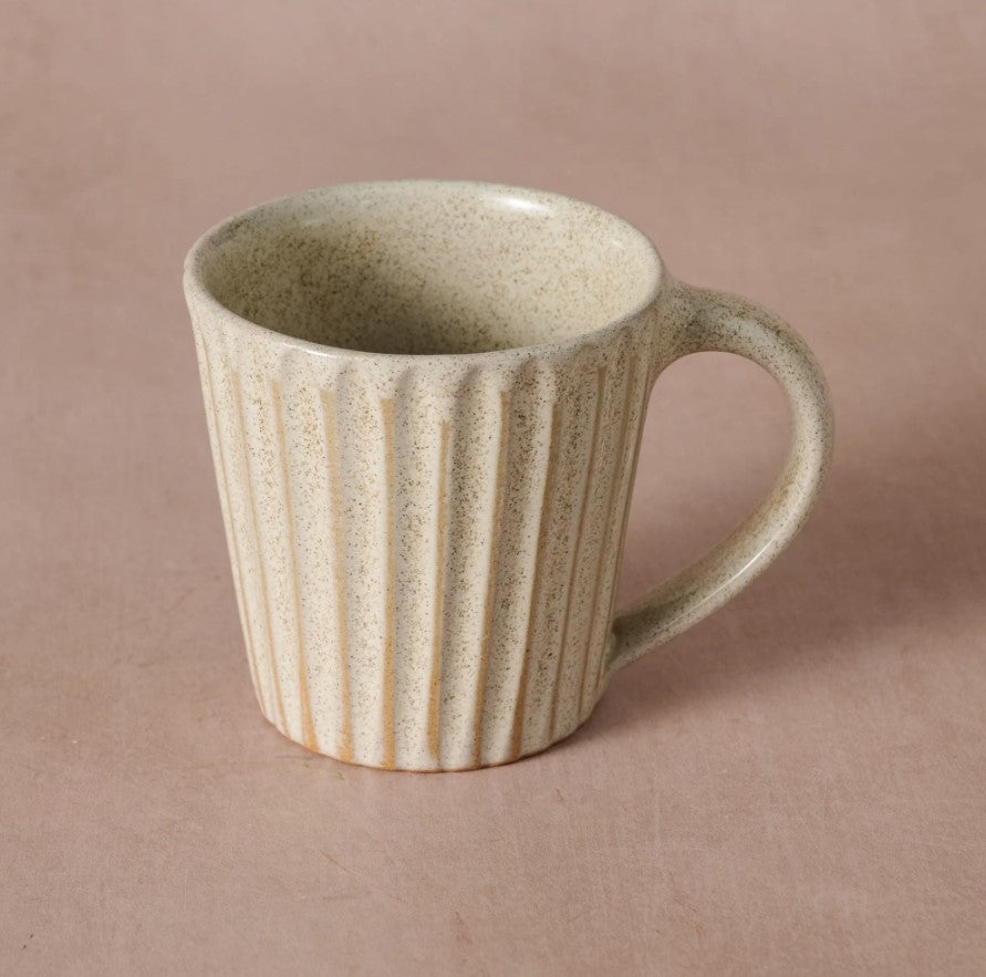 Cream Fluted Ceramic Mug