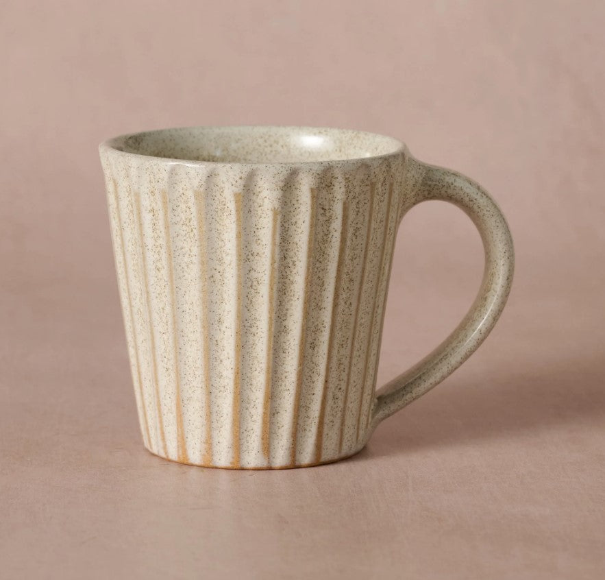 Cream Fluted Ceramic Mug