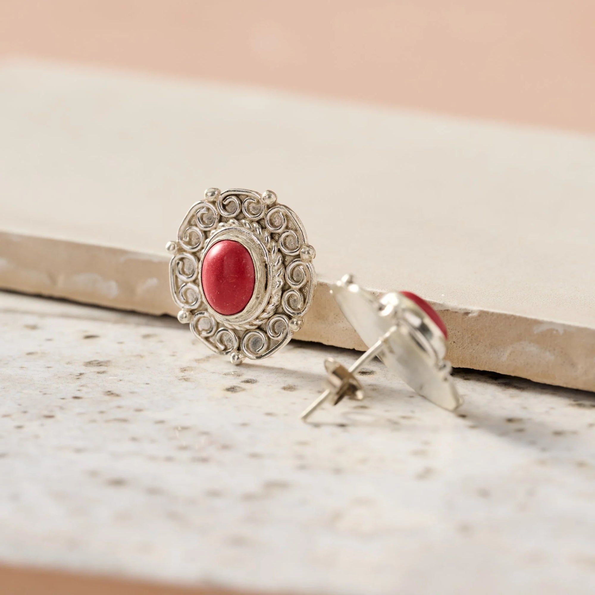 Victorian-Inspired Red Stone Earrings