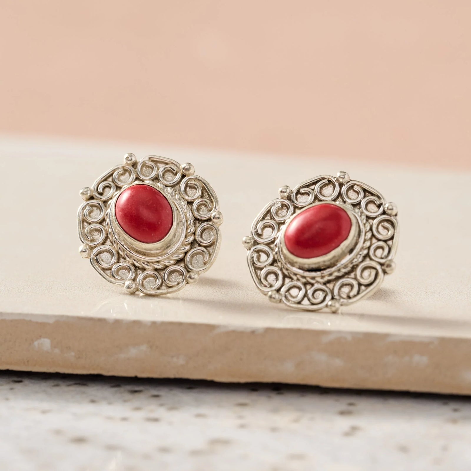 Victorian-Inspired Red Stone Earrings