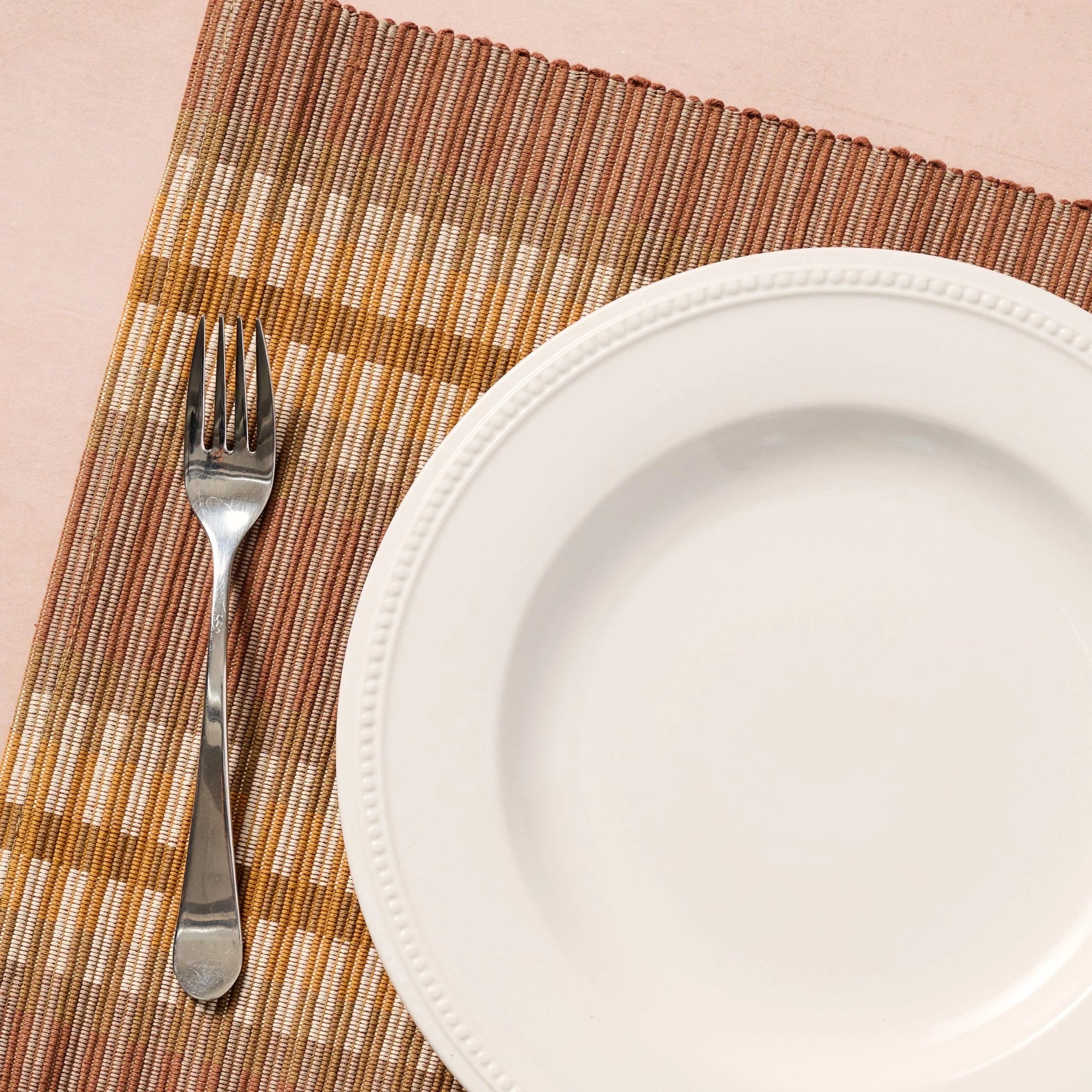 Brown Handloomed Cotton Placemat