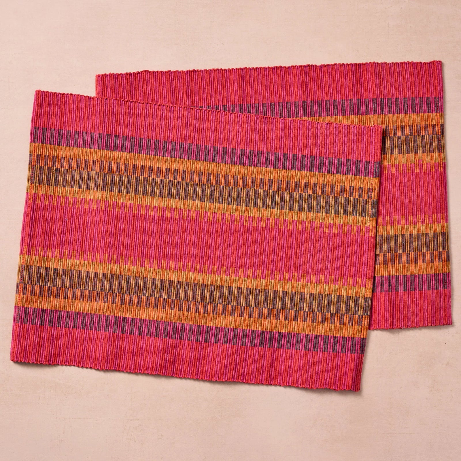 Pink & Orange Handloomed Cotton Placemat