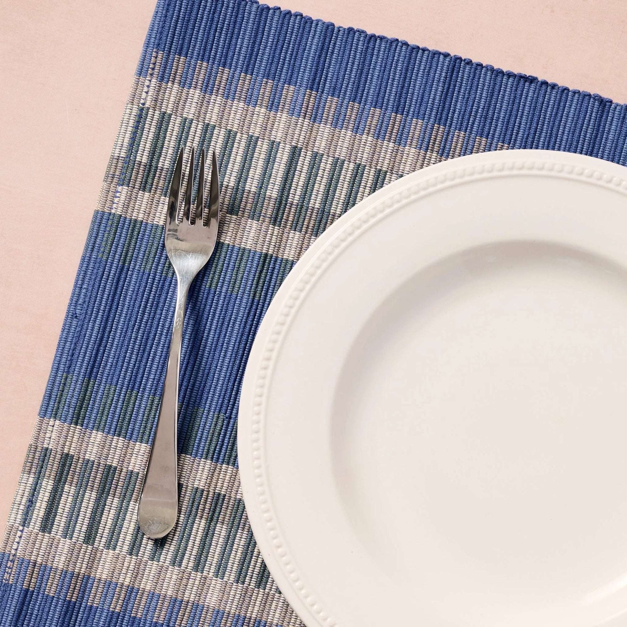 Blue Handloomed Cotton Placemat