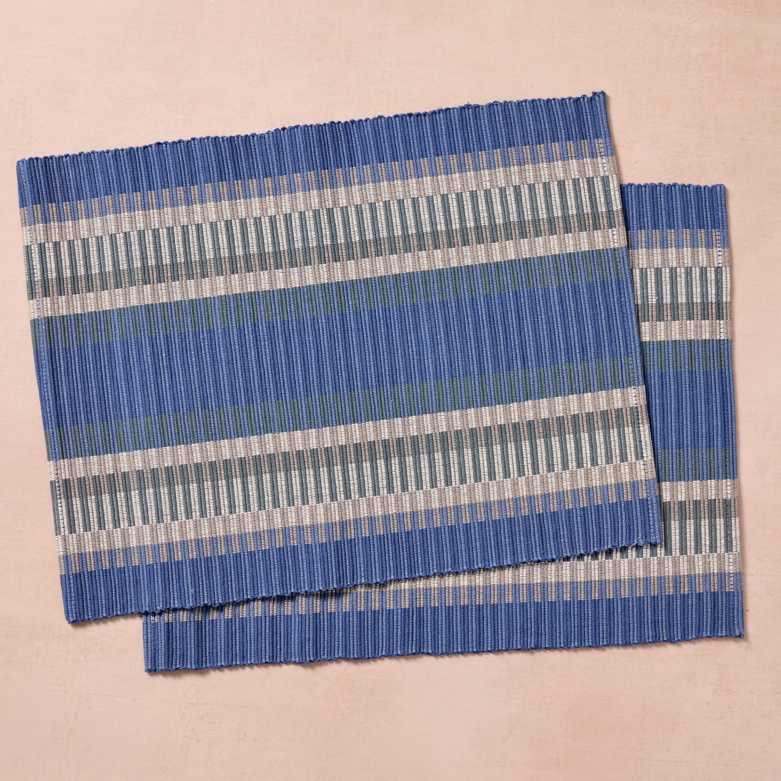 Blue Handloomed Cotton Placemat