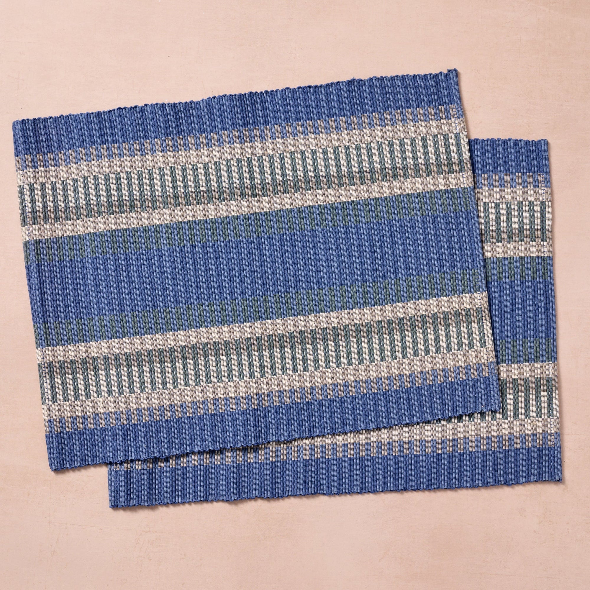 Blue Handloomed Cotton Placemat