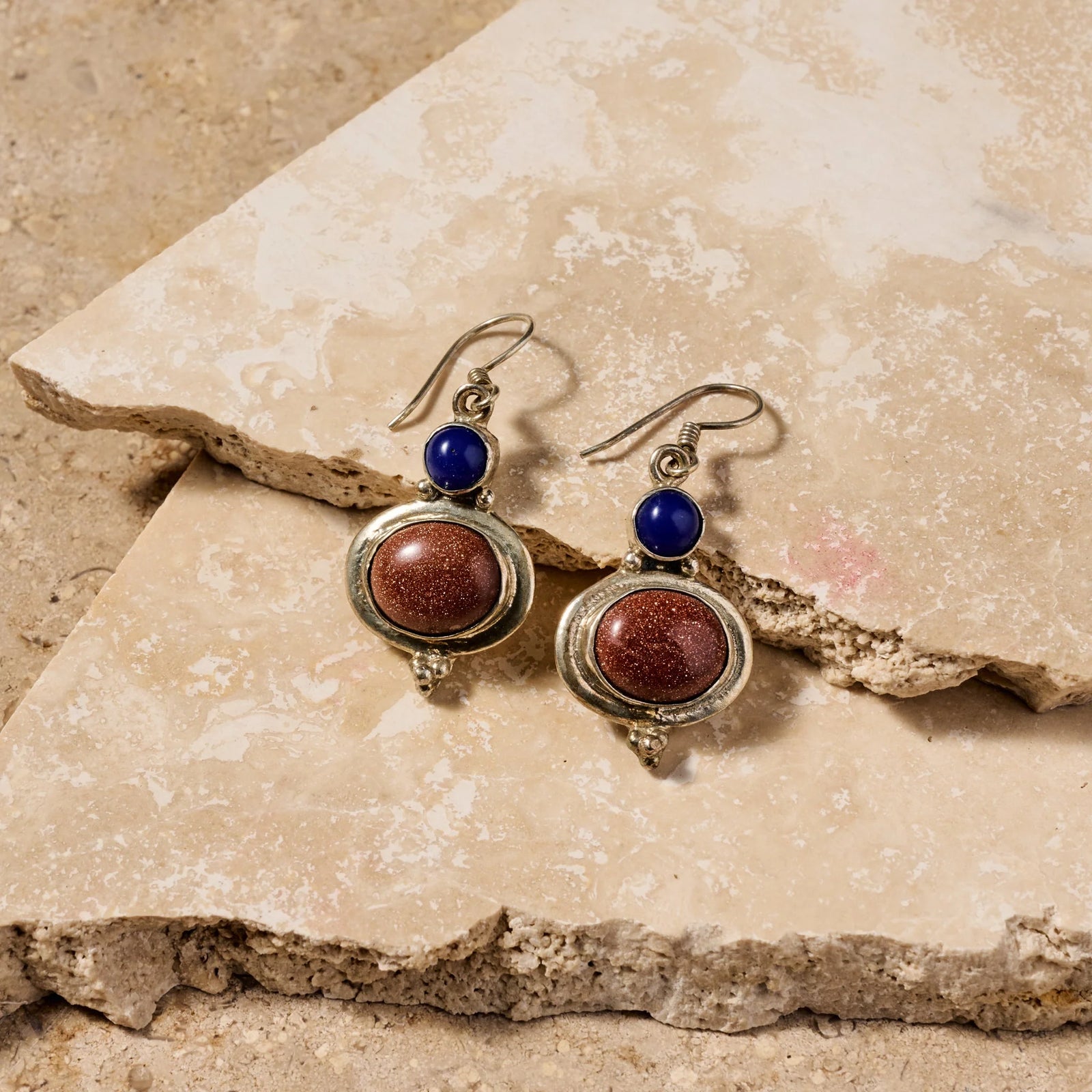 Sunstone & Lapiz Earrings