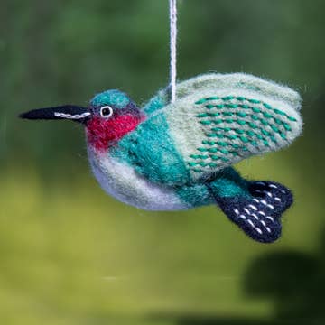 Ruby Throated Hummingbird Felt Ornament