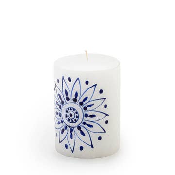 Blue/White Taper Candle - Set of 2