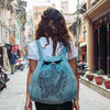 Teal Sea Turtle Cotton Crossbody Backpack