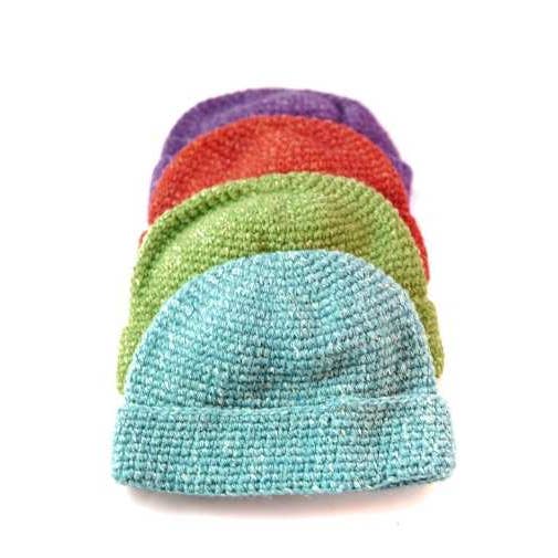 Crochet Hemp &amp; Wool Hat - Assorted