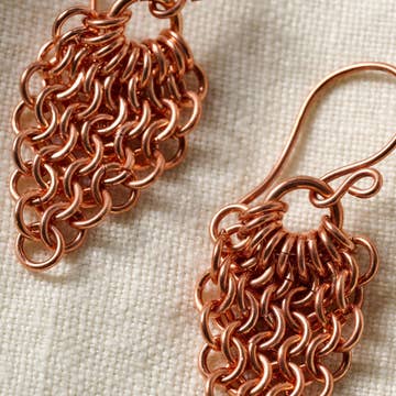 Copper Jump Ring Waterfall Earrings (1.75&quot; L)