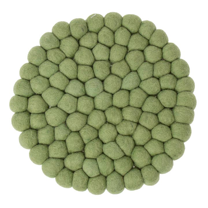 Sage Felt Balls Coasters - Set of 4