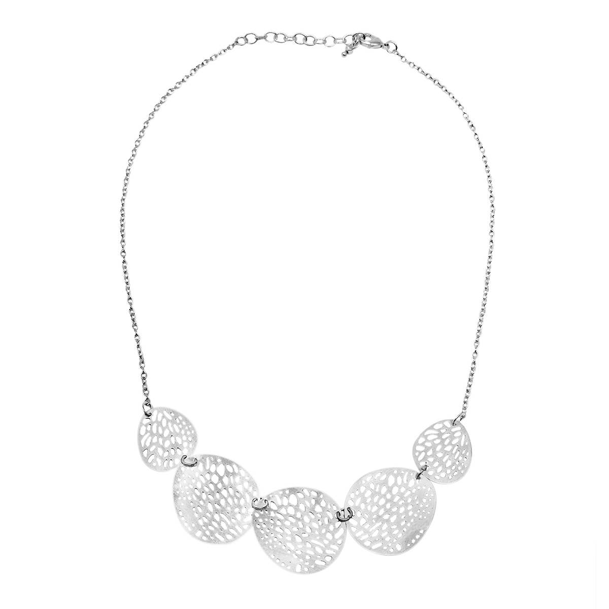 Stenciled Leaf Silver-Plated Necklace