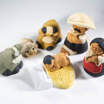 Characato Ceramic Nativity Set, Small - Set of 9