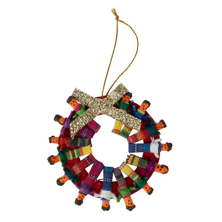 Worry Doll Wreath Ornament (3.5" D)