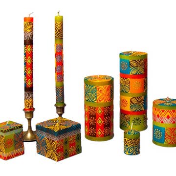 Desert Rose Handpainted Pillar Candle (4&quot; H)