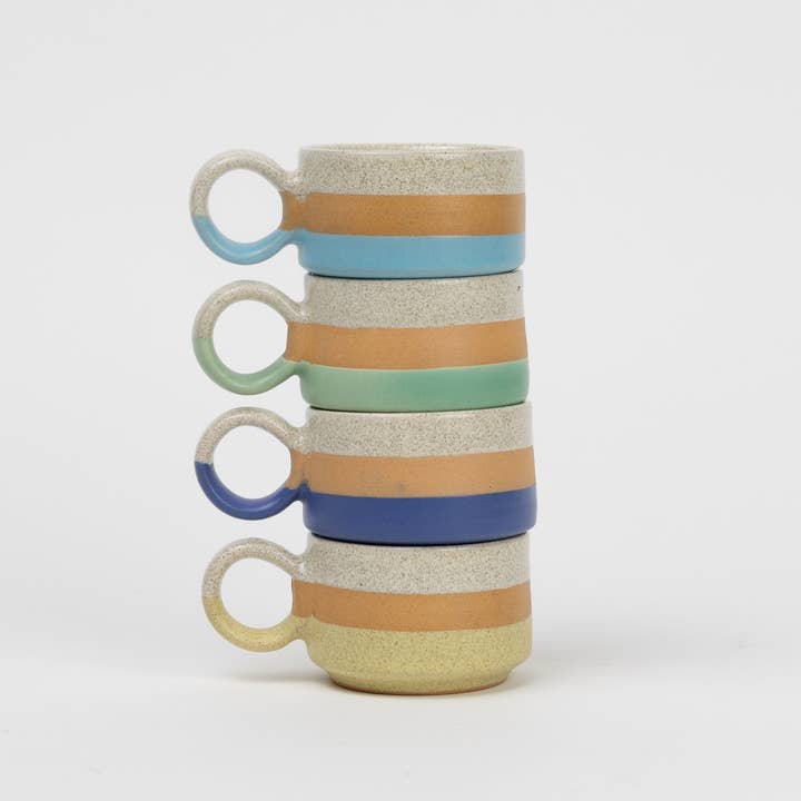 Assorted Ceramic Striped Espresso Mug (2.5" H)