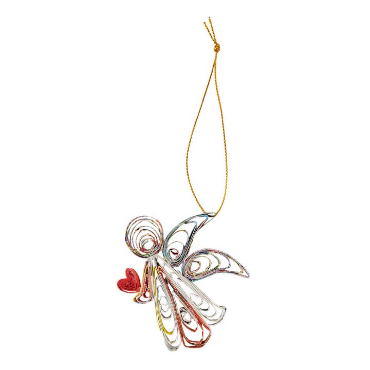 Angel Heart Quilled Paper Ornament (2" W x 2.5" H)