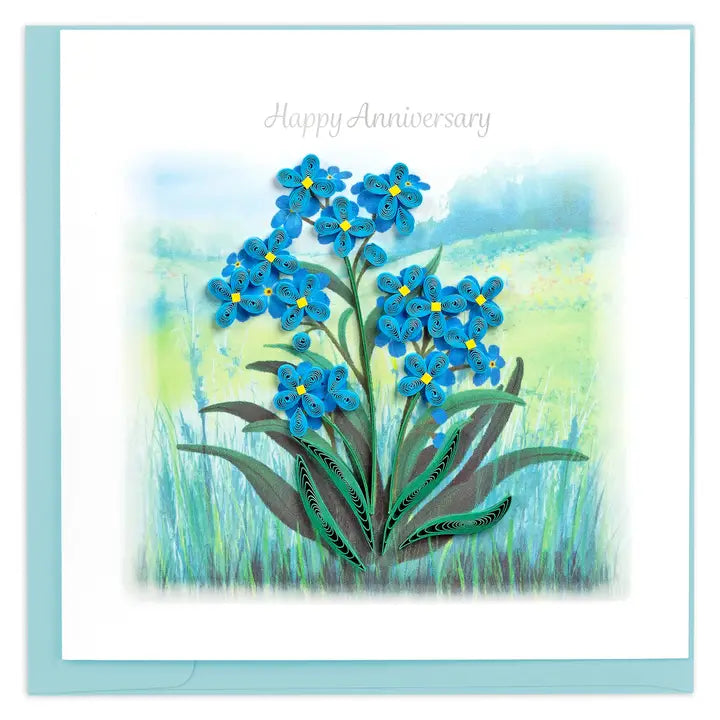 Quilled Forget-Me-Not Anniversary Greeting Card