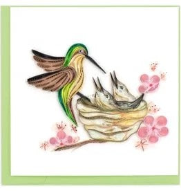 Quilled Hummingbird and Babies Greeting Card