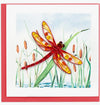 Quilled Red Dragonfly &amp; Cattails Greeting Card