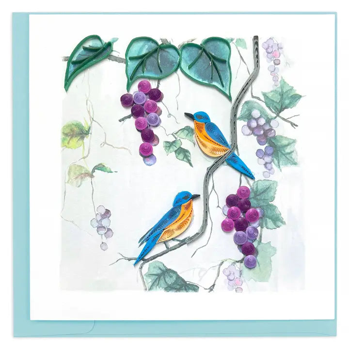 Grapes & Bluebirds Quilled Card