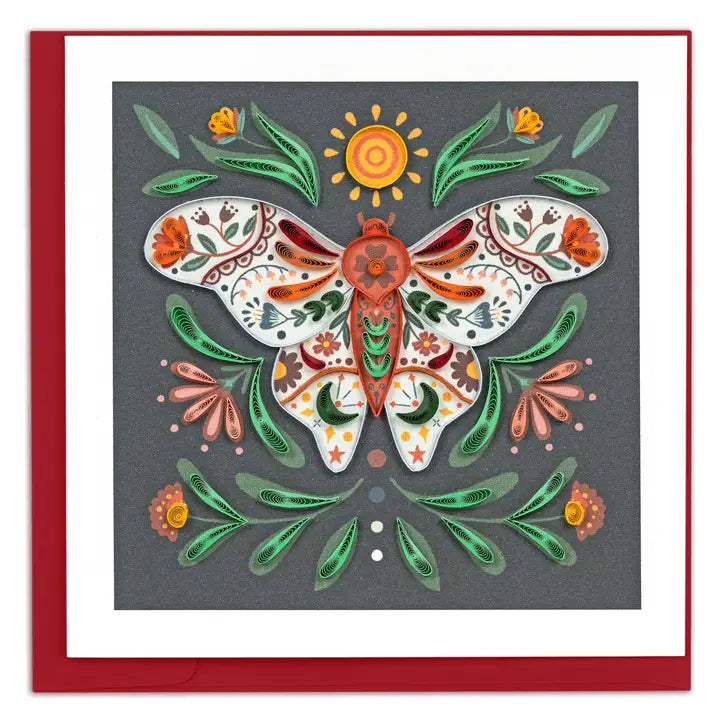 Quilled Cottage Core Moth Greeting Card