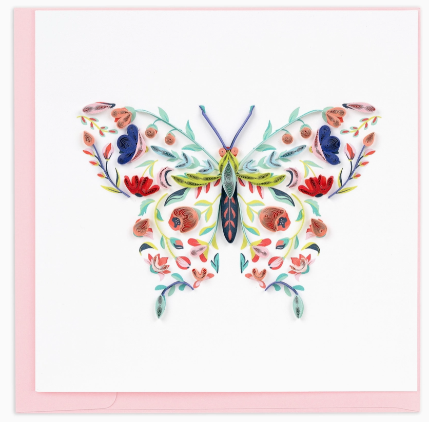 Quilled Floral Butterfly Greeting Card
