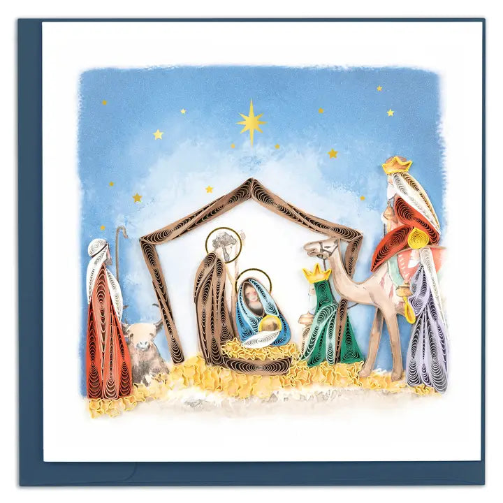 Quilled Nativity Scene Christmas Greeting Card