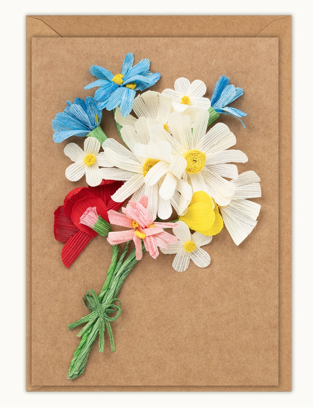 Wildflower Bouquet Cornhusk Greeting Card