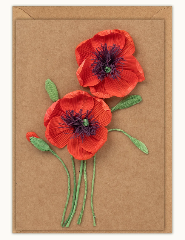 Poppies Cornhusk Greeting Card