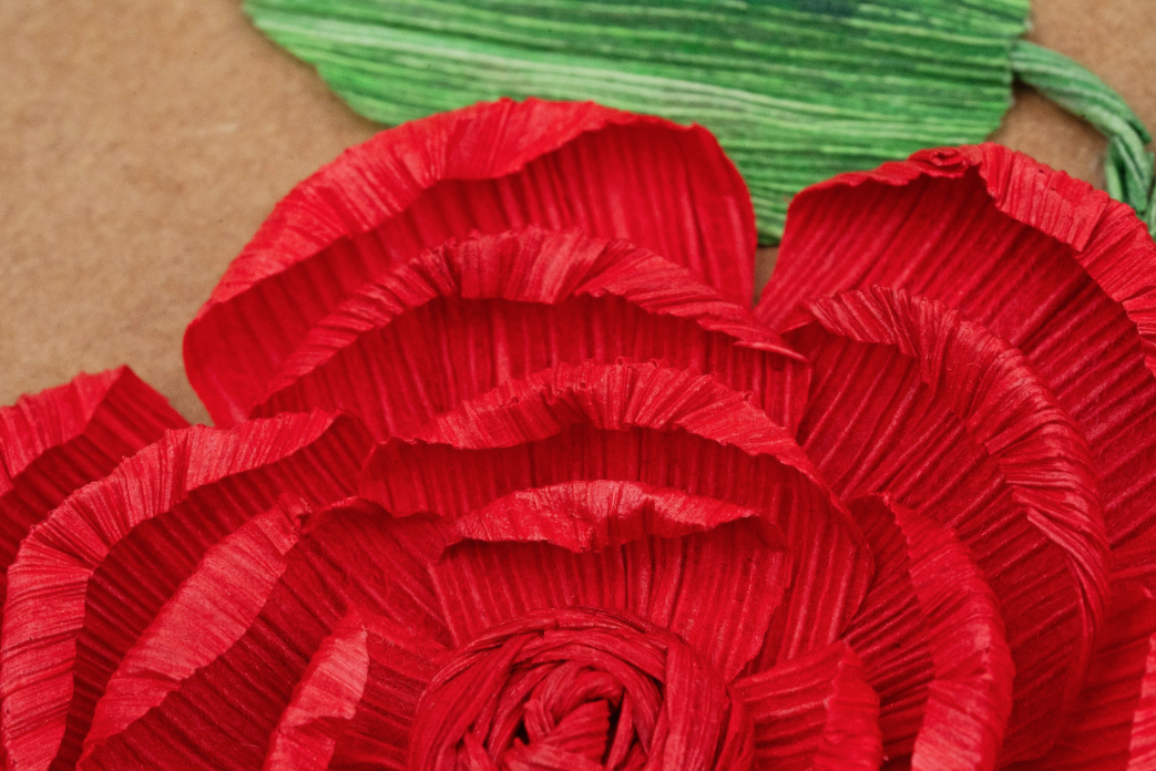 Red Rose Cornhusk Greeting Card