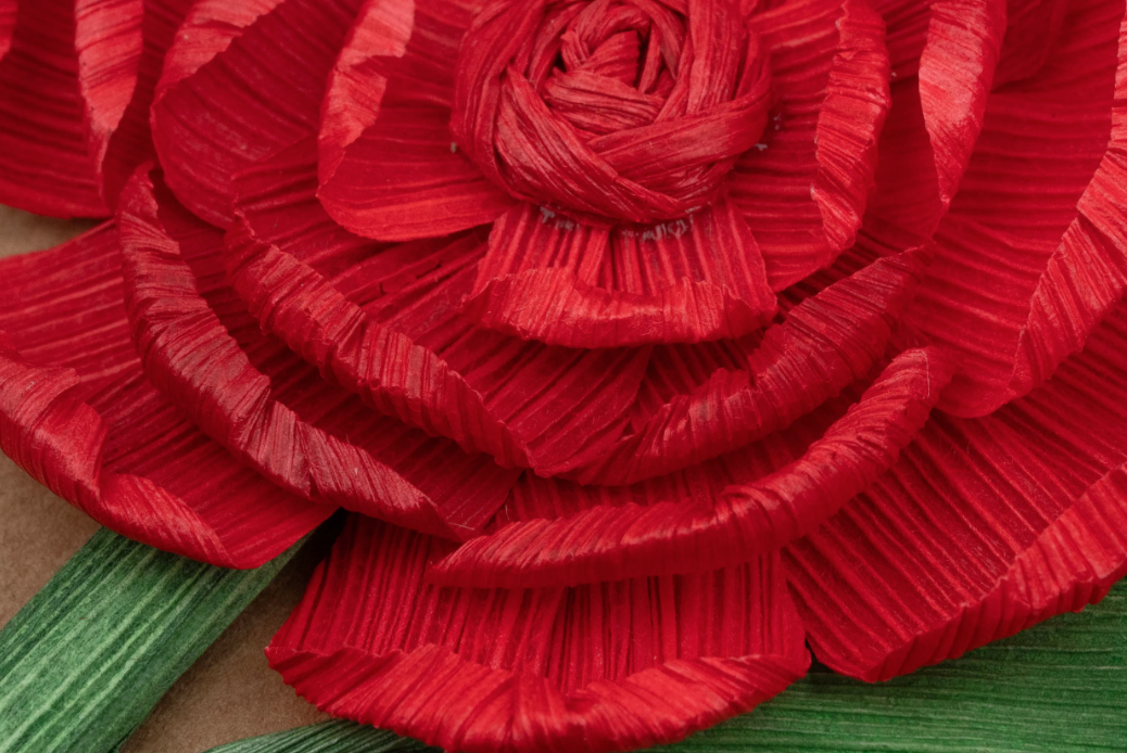 Red Rose Cornhusk Greeting Card