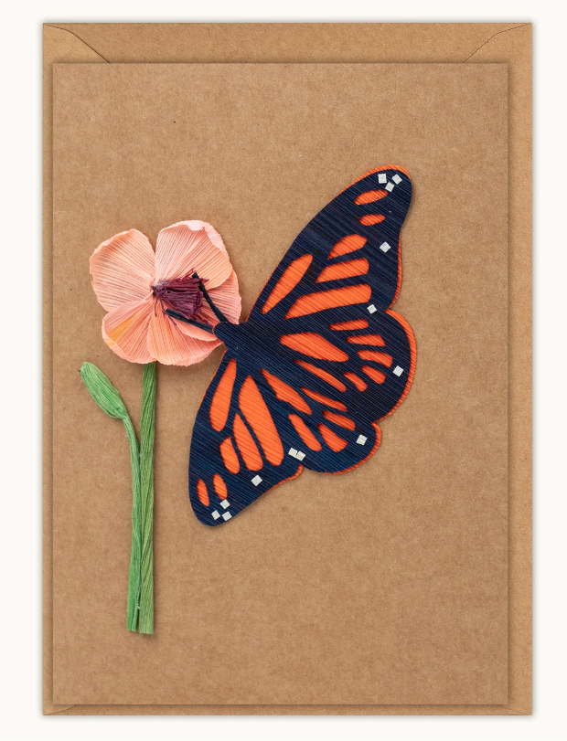 Monarch Butterfly Cornhusk Greeting Card
